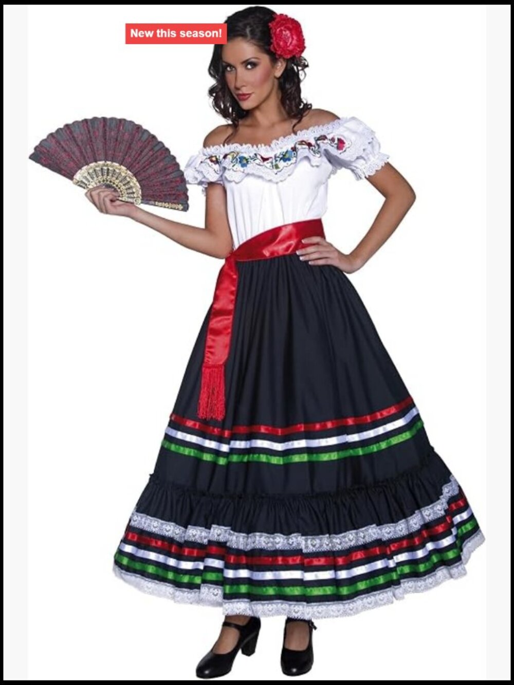 Women's Skeleton Costume Dress & Gloves Fancy Dress Party